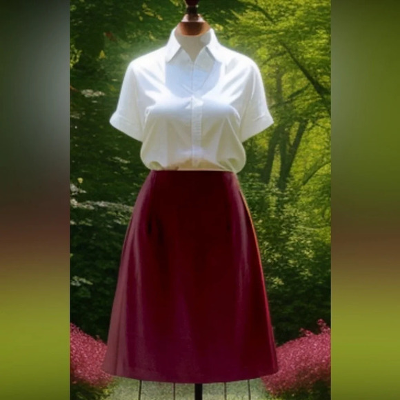 Louben/ Vintage/ Eggplant midi skirt/ Wool  mix/ Pleated/ Size US 2 - Picture 2 of 9